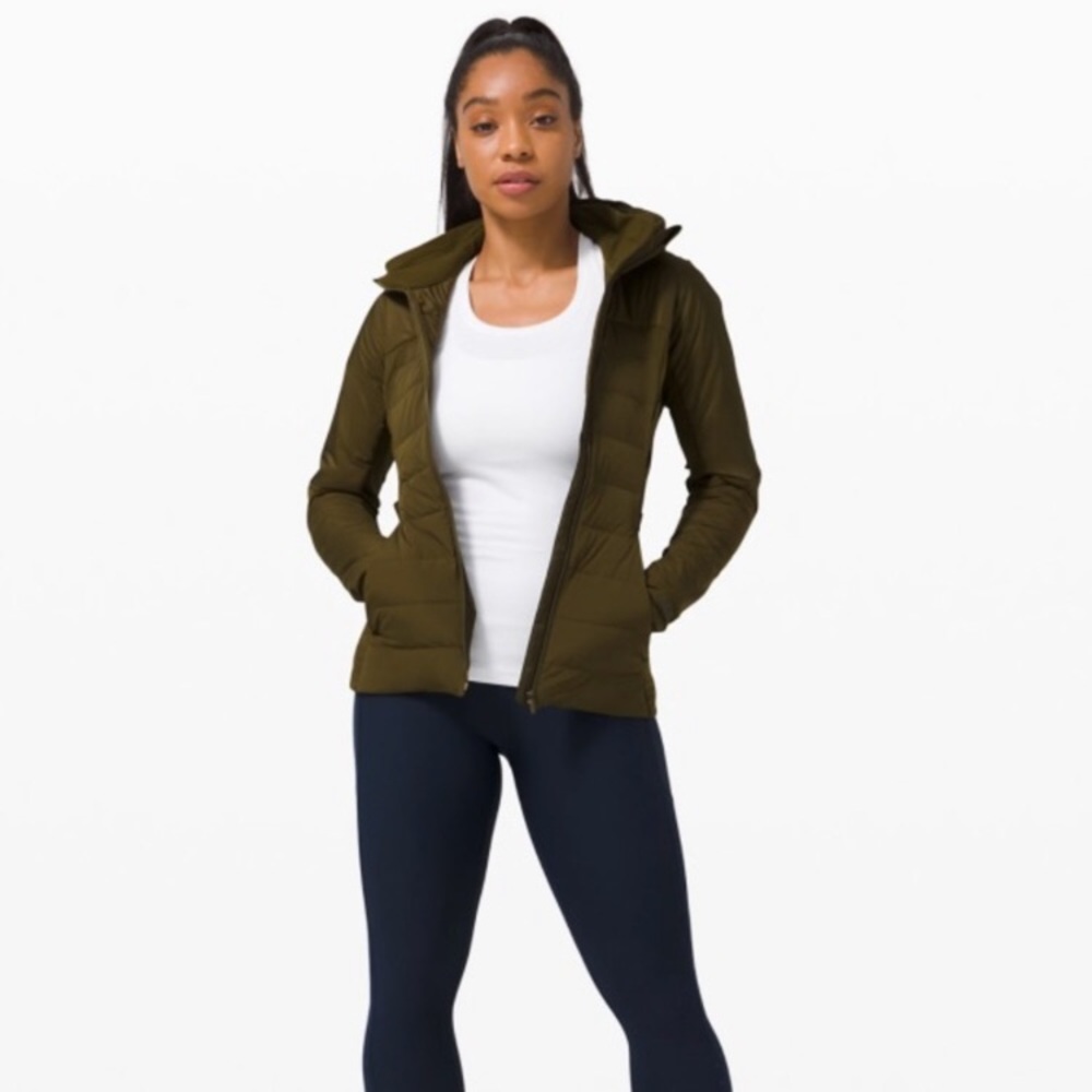 Lululemon Down For It All Jacket Size 6. Moss Green. Slim Fit, Hip Length - Picture 4 of 8